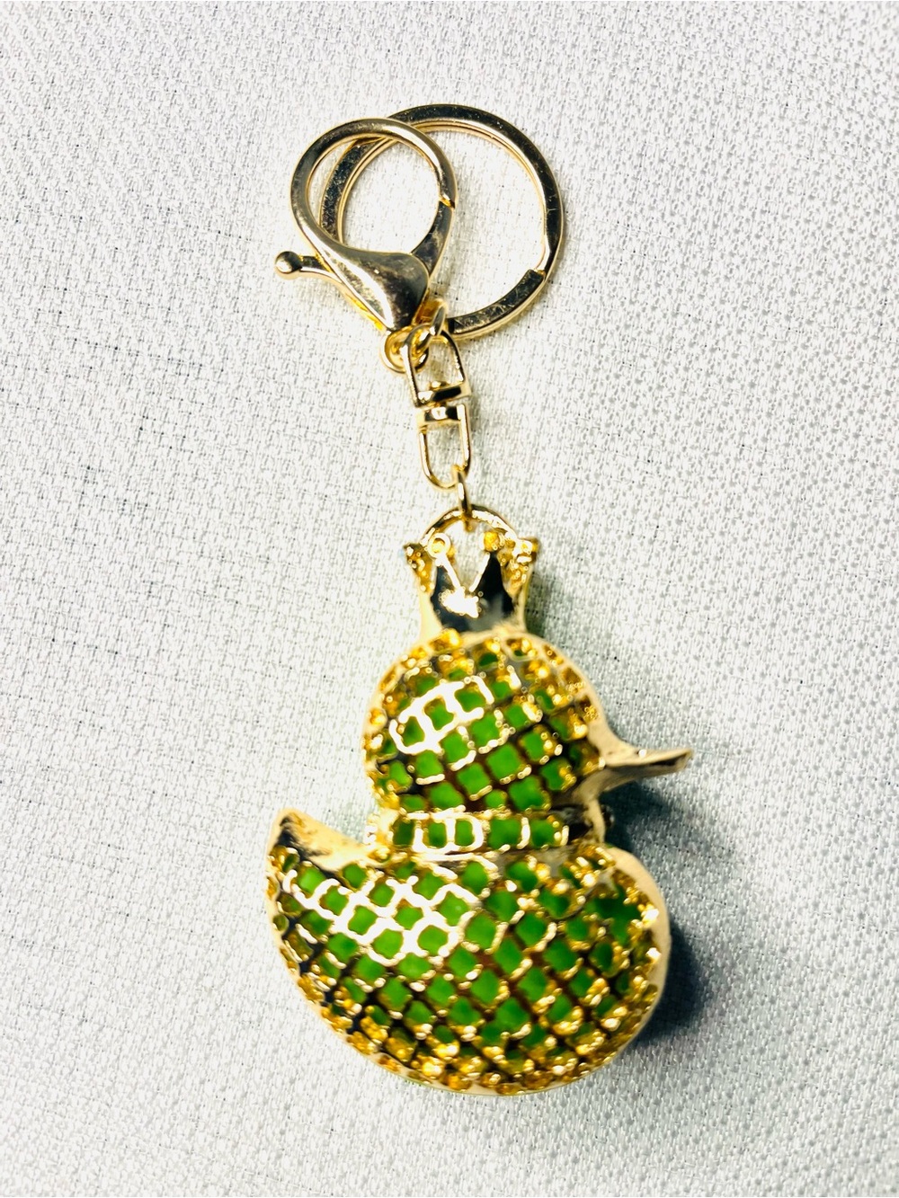 Crowned Duck with Rhinestone Accents Bag Charm Keyring - New - Picture 3 of 5